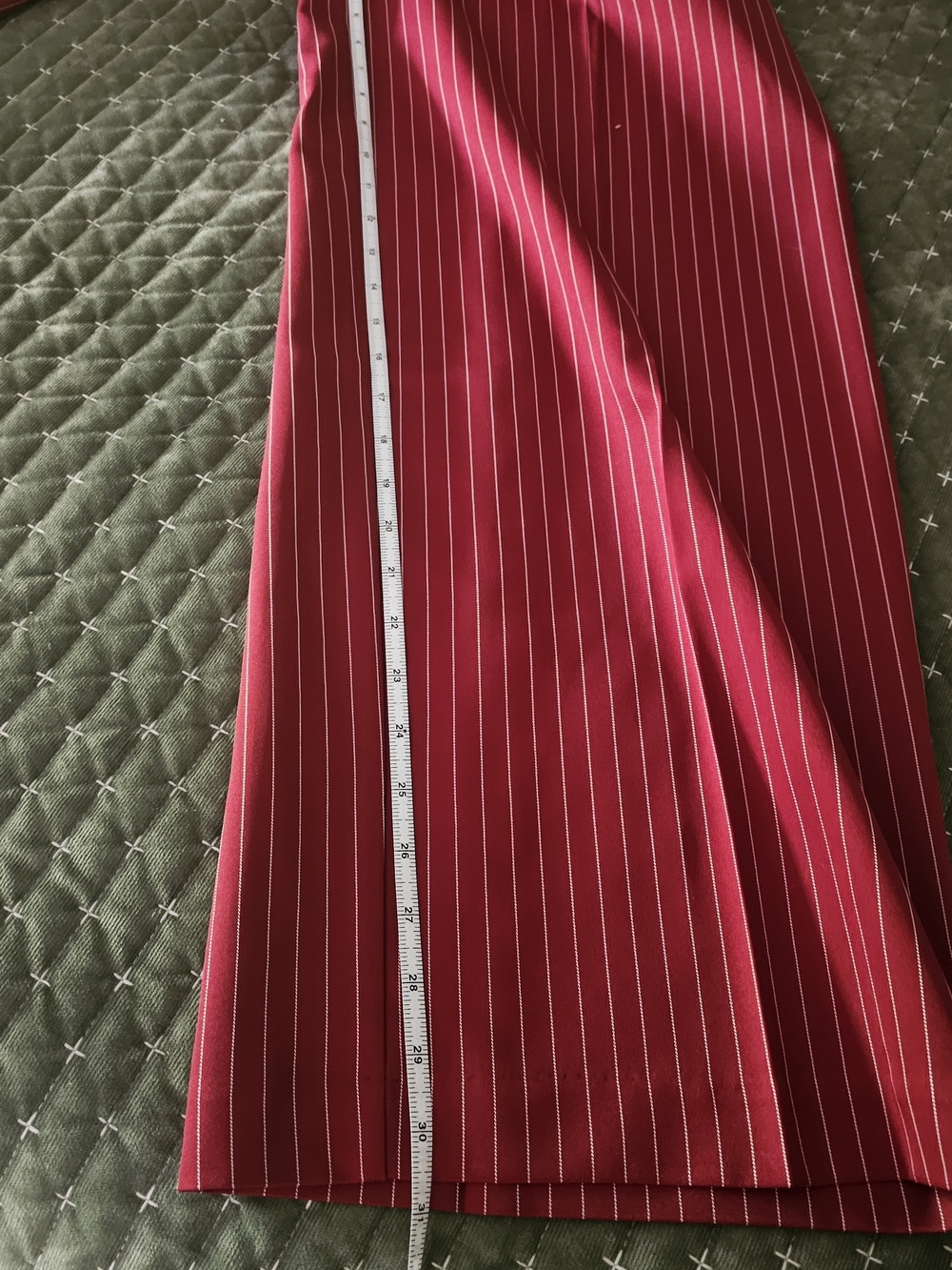 High-Waist Burgundy Pinstripe Wide Leg Pants - Picture 3 of 4